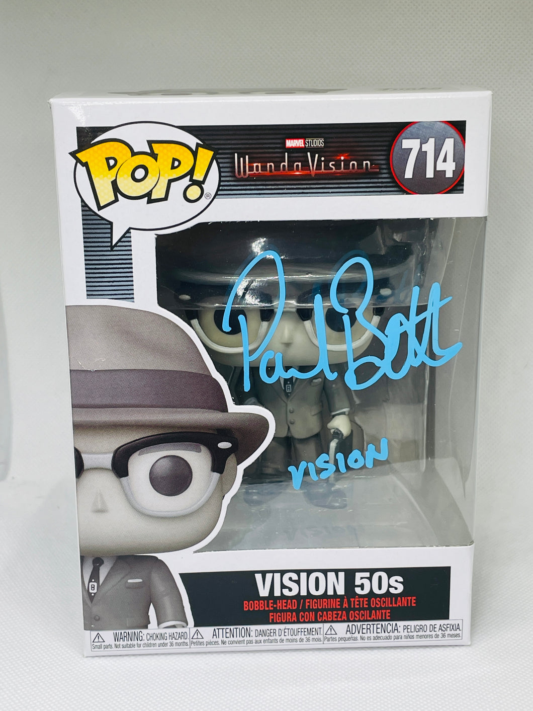 Vision 50's 714 WandaVision Funko Pop signed by Paul Bettany