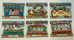 St. Vincent Disney stamp set of 6 1988 DISNEY TRAIN 6 short set mint