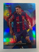 Load image into Gallery viewer, 2023-24 Topps Finest Robert Lewandowski Sky Blue Refractor #109 159/275 Barcelona
