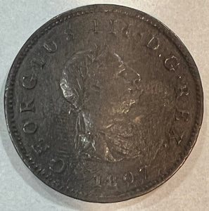UK 1807 Half Penny George III (Pitted, Fair)