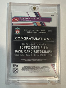 2022-23 Topps Finest UCL Thiago Alcantara Autograph Auto #ATA (B)