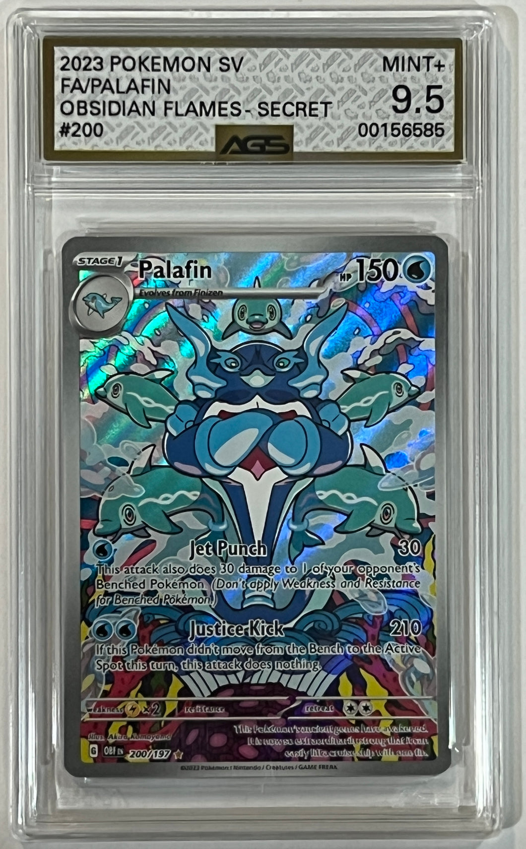 2023 Pokemon Scarlet & Violet Series Obsidian Flames 200 Palafin AGS 9.5 Mint +