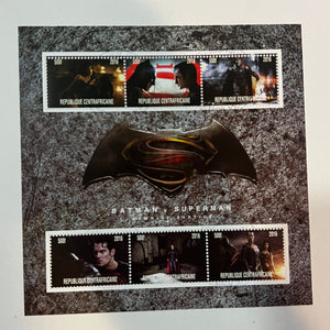 Central African Rep Superheroes Stamps 2016 CTO Batman v Superman 6 stamp Mini Sheet