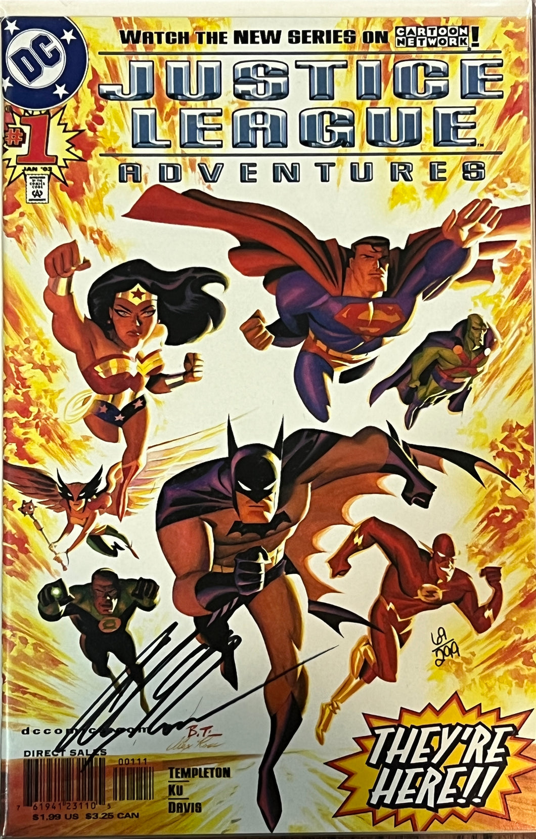 Signed By ALEX ROSS RARE - JUSTICE LEAGUE ADVENTURES #1 2002 COA Limited 69/299