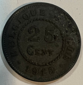 Belgium, 25 Centimes, 1915