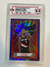 Load image into Gallery viewer, 2020-21 Donruss Optic My House! Purple Prizm Damian Lillard Trail Blazers CG 9.5
