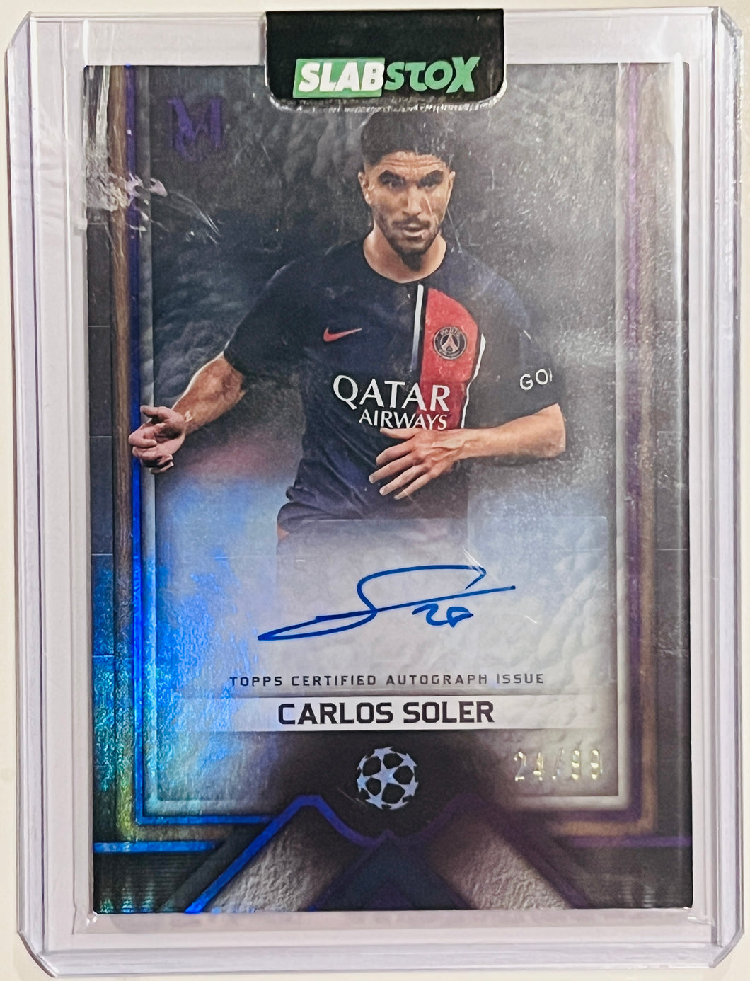 2023-24 Topps Museum UCL Carlos Soler Archival Amethyst Auto Autograph #24/99