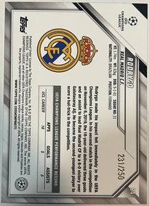 2021-22 Topps UEFA Rodrygo Yellow Foil Parallel #231/250 Real Madrid