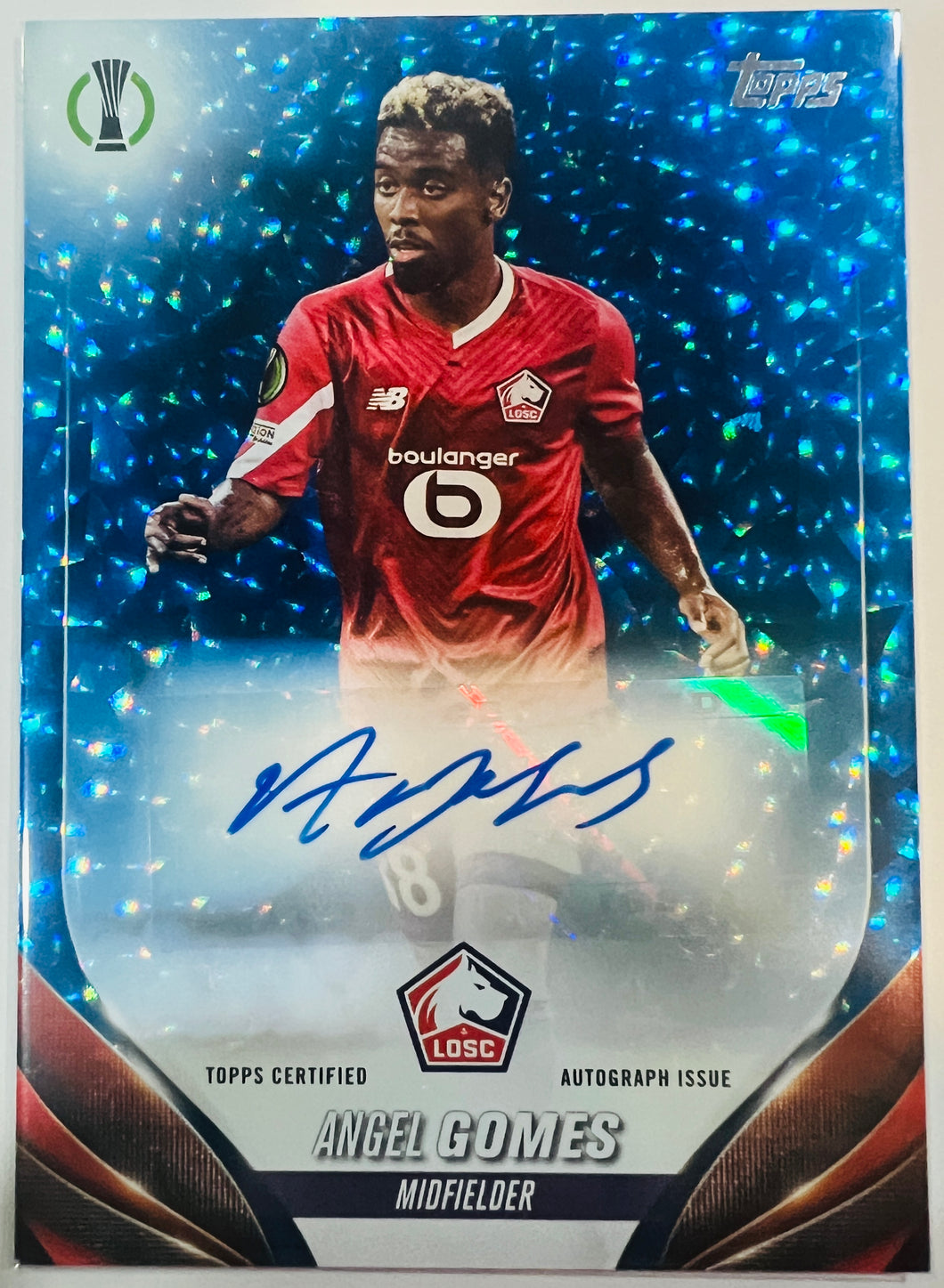 2023-24 Topps Club Competitions Angel Gomes Blue Icy Foilboard Auto #29/99