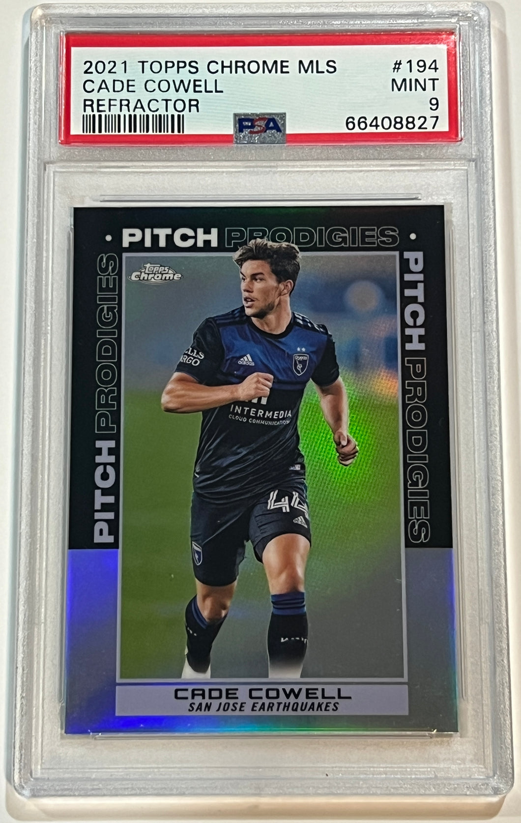 2021 Topps Chrome MLS Soccer Refractor #194 Cade Cowell RC Rookie PSA 9 MINT