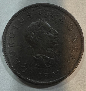 UK 1807 Half Penny George III (Pitted, Fair)