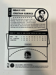 2021-22 NBA Hoops Jonathan Kuminga Rookie Card RC #219 Warriors