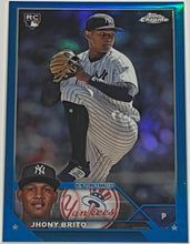 Load image into Gallery viewer, 2023 Topps Chrome Update Jhony Brito Blue Refractor Rookie RC #118/150 Yankees
