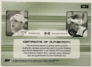 2007 Ace Authentic Andy Roddick David Nalbandian Head to Head Jersey #HH-7