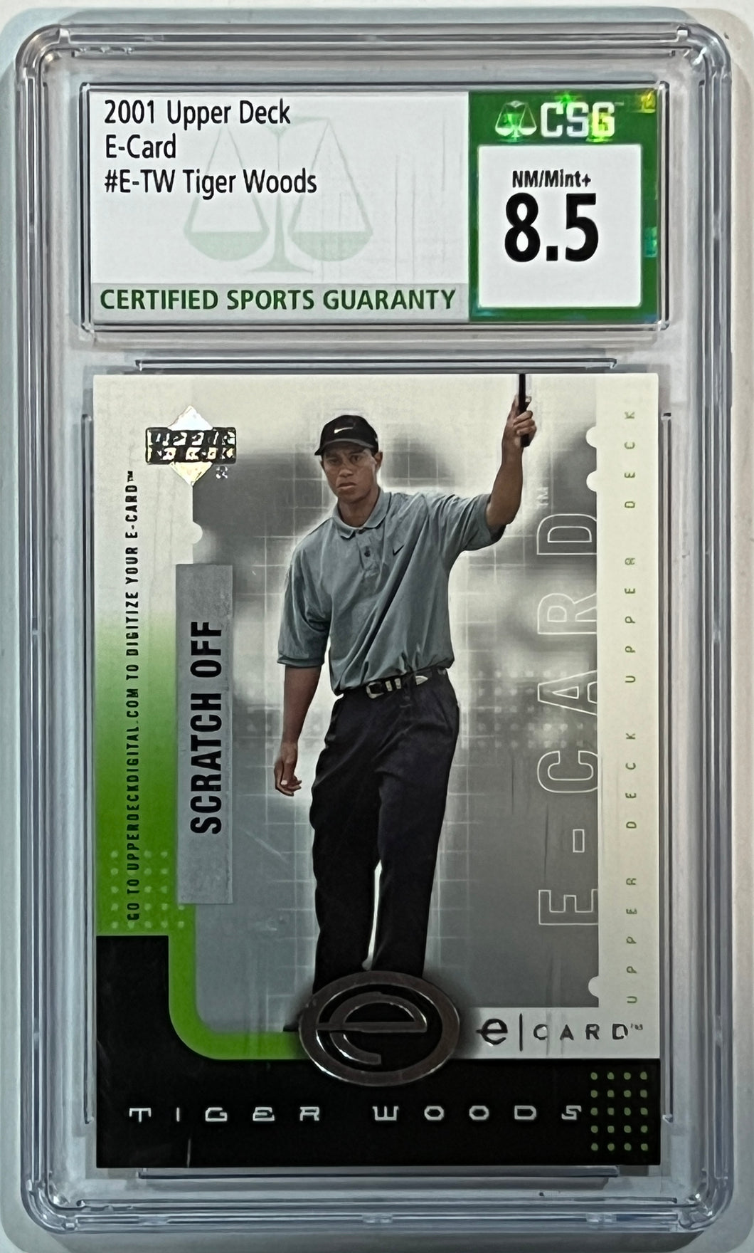 2001 Upper Deck Tiger Woods E-Card #E-TW CSG 8.5