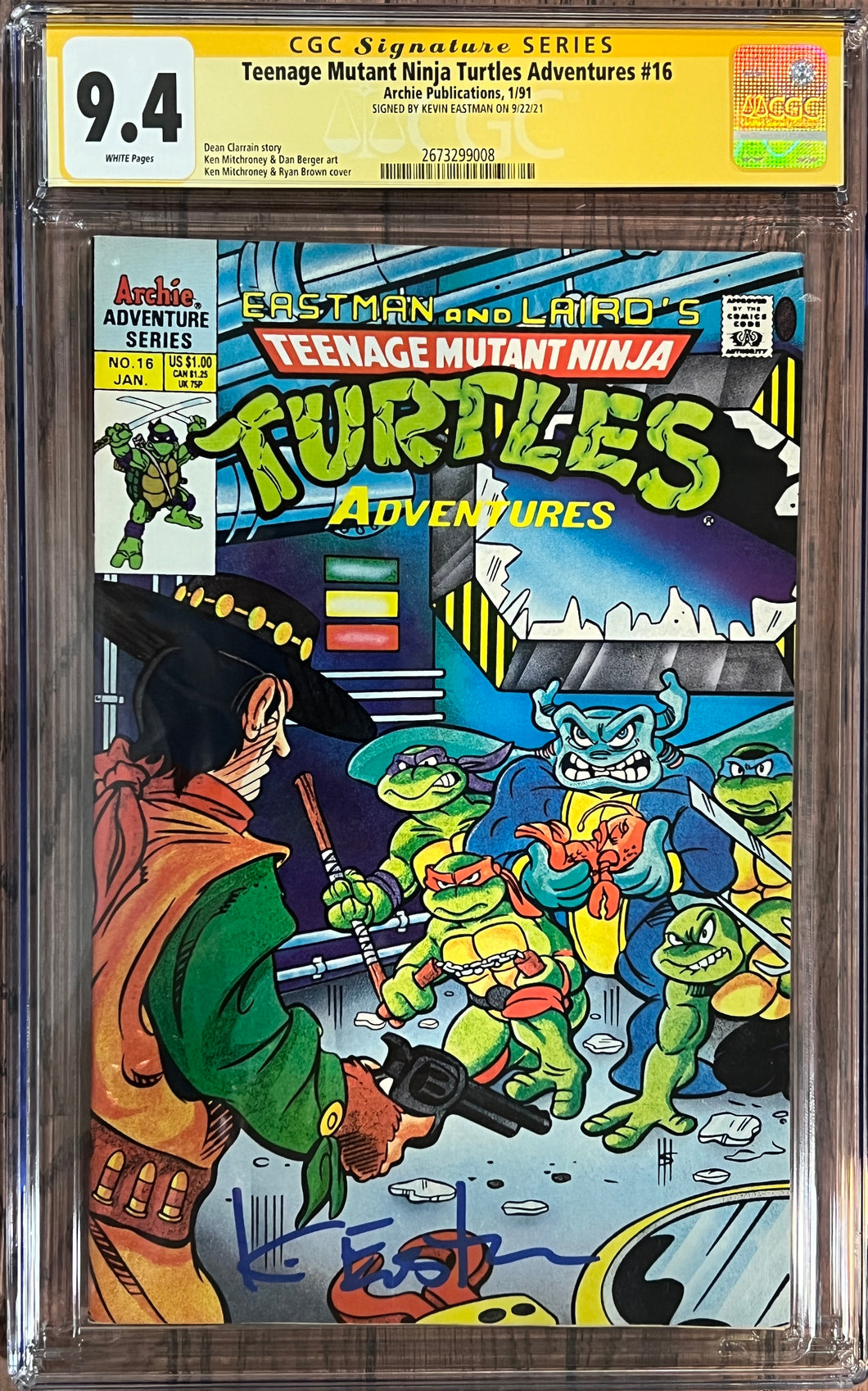 CGC Signature Series 9.4 Teenage Mutant Ninja Turtles Adventures #16 signed by Kevin Eastman