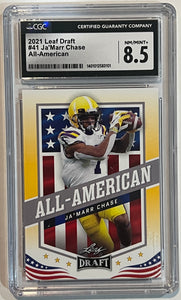 2021 Leaf Draft Ja'Marr Chase All-American Gold Rookie RC #41 CGC 8.5