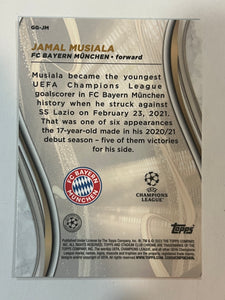 2022-23 Stadium Club Chrome UCL Jamal Musiala Glimpses Of Gold #GG-JM