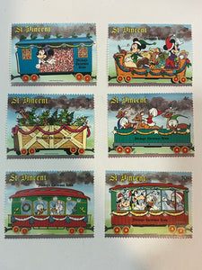 St. Vincent Disney stamp set of 6 1988 DISNEY TRAIN 6 short set mint