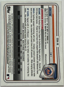 2020 Bowman Chrome Draft Isaiah Greene 1st Prospect Auto Autograph #CDA-IG Mets