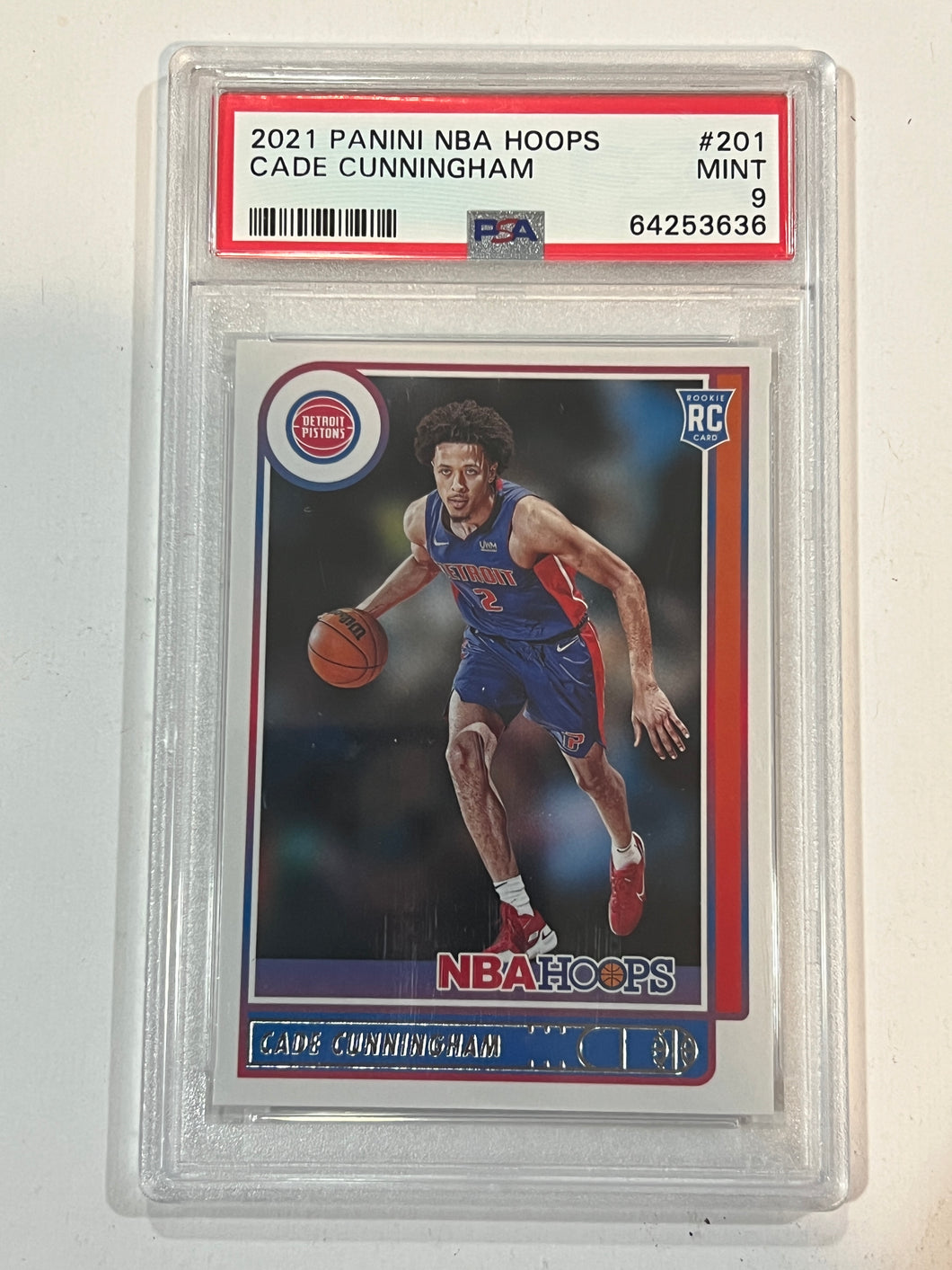 2021 Panini NBA Hoops #201 Cade Cunningham Pistons RC Rookie PSA 9 MINT