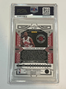 2022-23 Obsidian Electric Etch Neon Flood #177 Christian Koloko RC Rookie PSA 9