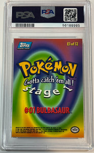 Bulbasaur #E1 1999 Topps Pokemon Movie Edition PSA 8 Near Mint