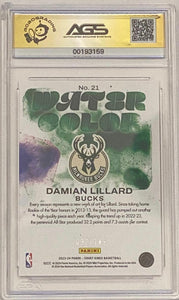 Damian Lillard [Ruby] #21 2023 Panini Court Kings Water Color /149 AGS Graded GEM Mint 10