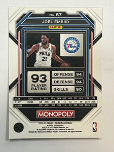 Joel Embiid #67 2022 Panini Prizm Monopoly