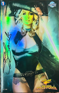 STORMY DANIELS: SPACE FORCE #1 - SHIKARII - GREEN FOIL - No. 15 of 100 Copies SIGNED BY STORMY DANIELS