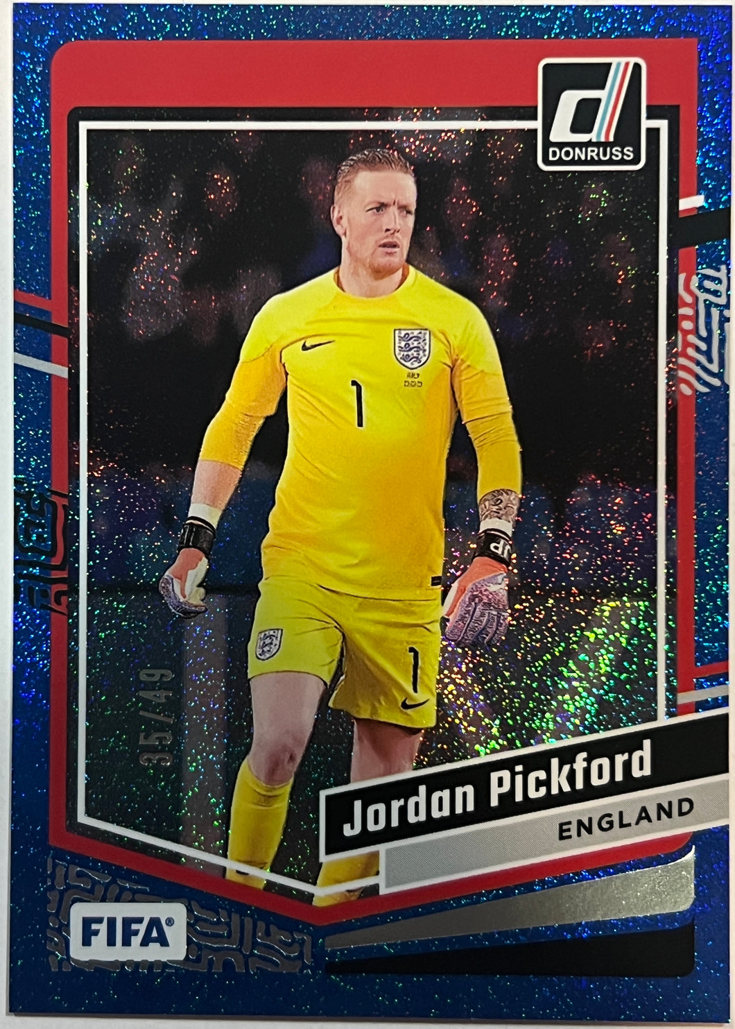 2023-24 Panini Donruss Soccer Jordan Pickford Blue Parallel #35/49 England