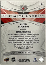 Load image into Gallery viewer, 2020-21 UD Ultimate Collections Aleksi Heponiemi Rookie Jersey #597/649
