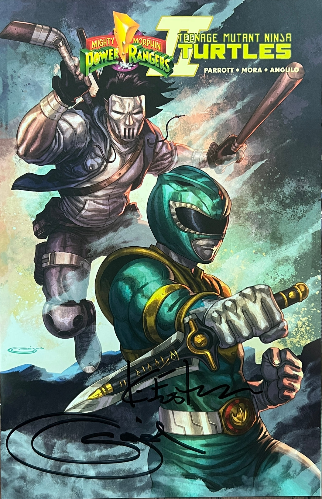 Mighty Morphin Power Rangers Teenage Mutant Ninja Turtles II #1 Sajad Shah Exclusive cover limited to 3,000 signed by Sajad Shah and Kevin Eastman