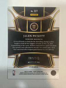 2023-24 Panini Select Jalen Pickett White Prizms 102/149 #327 Nuggets