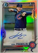 Load image into Gallery viewer, 2021 Bowman Chrome Kohl Franklin 1st Prospect Refractor Auto #358/499 Cubs
