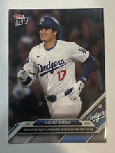 Load image into Gallery viewer, 2024 TOPPS NOW #202 SHOHEI OHTANI BELTS HOMER ON OHTANI DAY LA DODGERS
