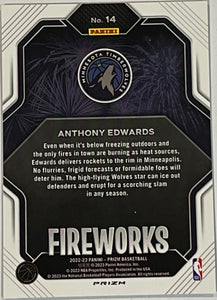 Anthony Edwards [Fast Break] #14 2022 Panini Prizm Fireworks