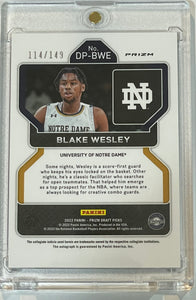 2022-23 Prizm Draft Picks Blake Wesley Blue Prizm Rookie Auto RC #114/149 Spurs
