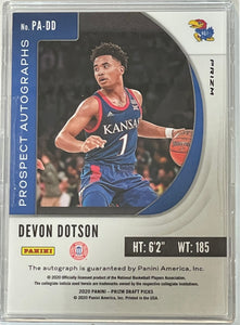 2020-21 Prizm Draft Picks Devon Dotson Hyper Prizm Rookie Autograph Auto #PADD
