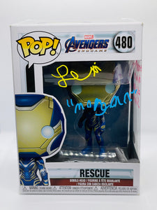 Rescue 480 Avengers Endgame Funko Pop signed by Lexi Rabe with character name Morgan and inscription (JSA CoA)