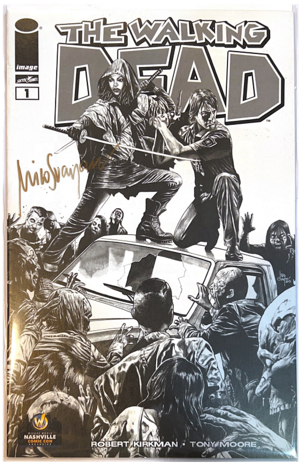 The Walking Dead #1 (Wizard World Nashville 2013 VIP attendee B&W exclusive) signed by Mico Suayan