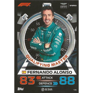 2023 - Turbo Attax - Trading Card - Fernando Alonso - Qualifying Master - Card 106