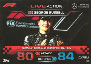 2023 - Turbo Attax - Trading Cards - Live Action - George Russell - Formula 1 Australian Grand Prix 2022, 10.04 - Card 116