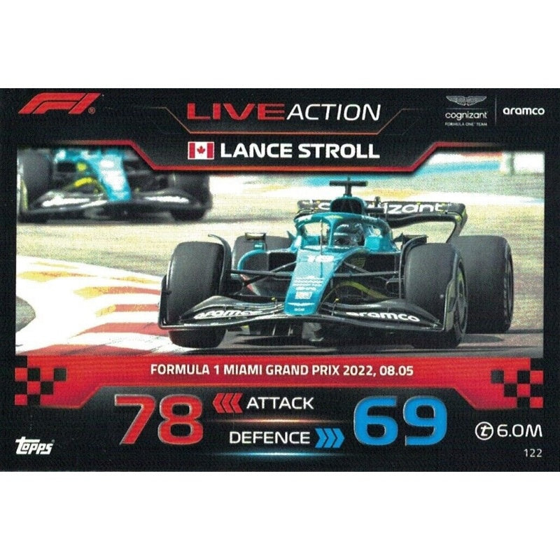 2023 - Turbo Attax - Trading Card - Lance Stroll - Live Action - Formula 1 Miami Grand Prix 2022, 08.05 - Card 122
