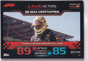 Topps F1 Turbo Attax 2023 Formula 1 Card No. 132 Live Action Max Verstappen