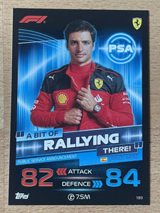 2023 - Turbo Attax - Trading Card - Carlos Sainz - PSA "A bit of rallying there!" - Card 189