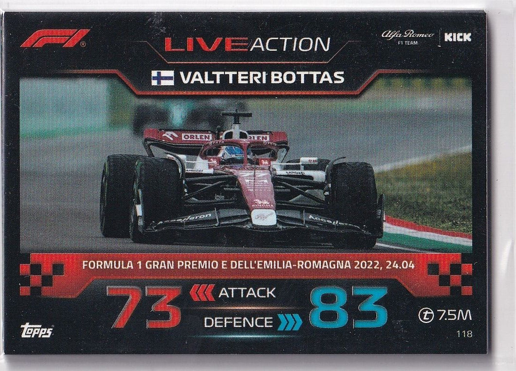 2023 - Turbo Attax - Trading Card - Valtteri Bottas - Live Action - Card 118