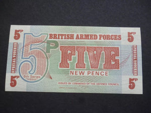 British Armed Forces Military 5p Banknotes Special Voucher UNC