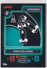 Load image into Gallery viewer, Trading Card of Race Collision from the Strategy series from with number 9 from official collection Topps Turbo Attax 2023.
