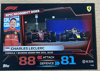 2023 - Turbo Attax - Trading Card - Charles Leclerc - Epic Moment - Bahrain Grand Prix 2022, 20.03 - Card 148